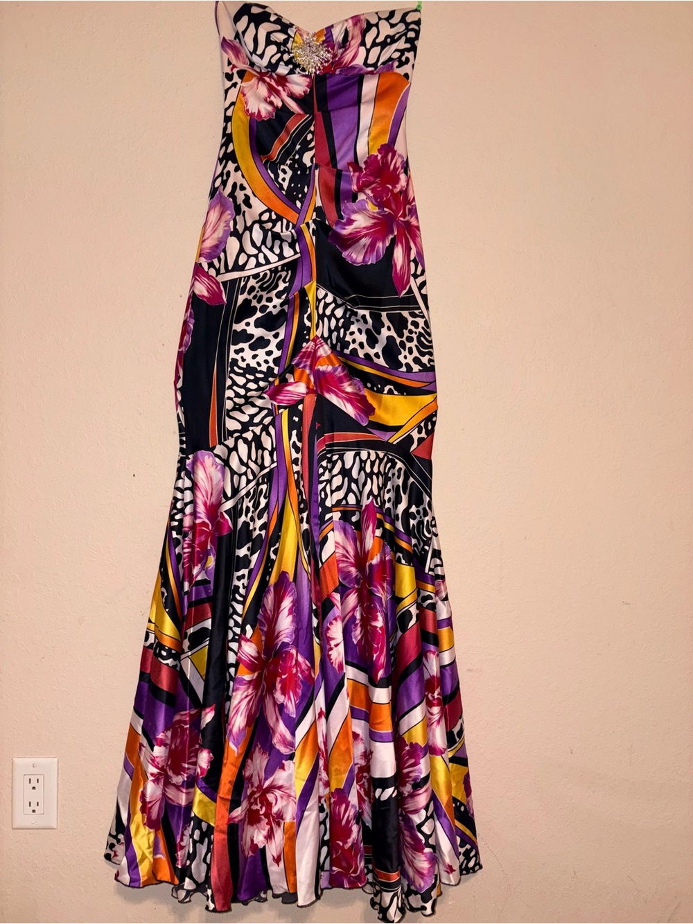 Colorful Floral Strapless Maxi Dress